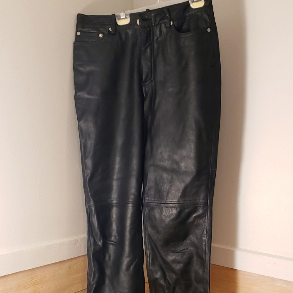 Leather Pants Tommy Hilfiger black Leather trouser pants Vintage Y2k